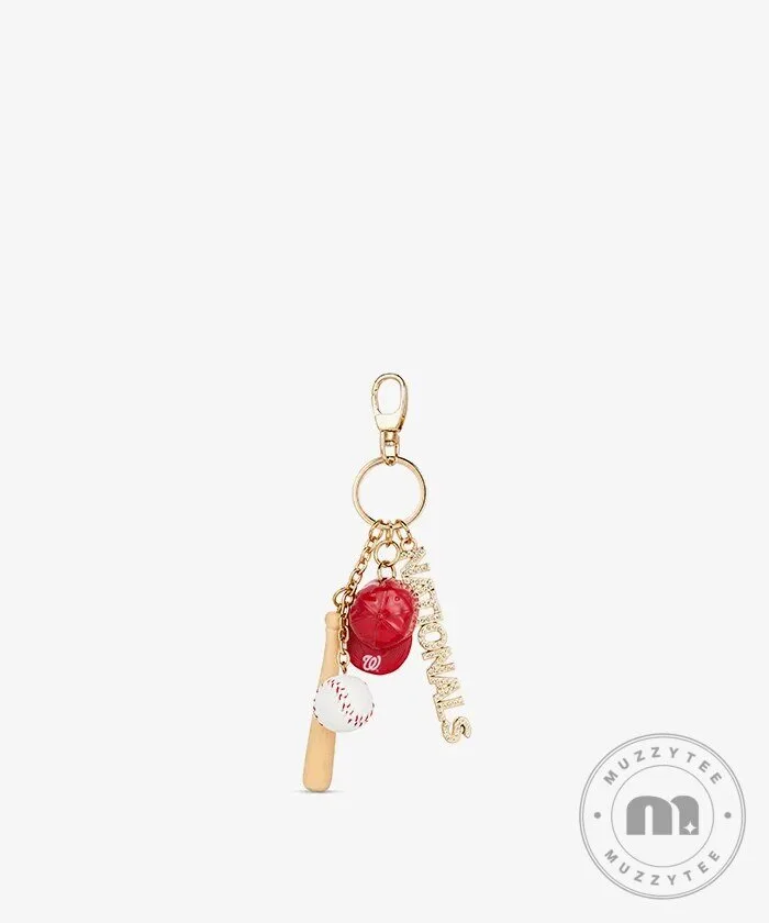 Washington Nationals Baseball Bat Ball Cap Charm Keychain