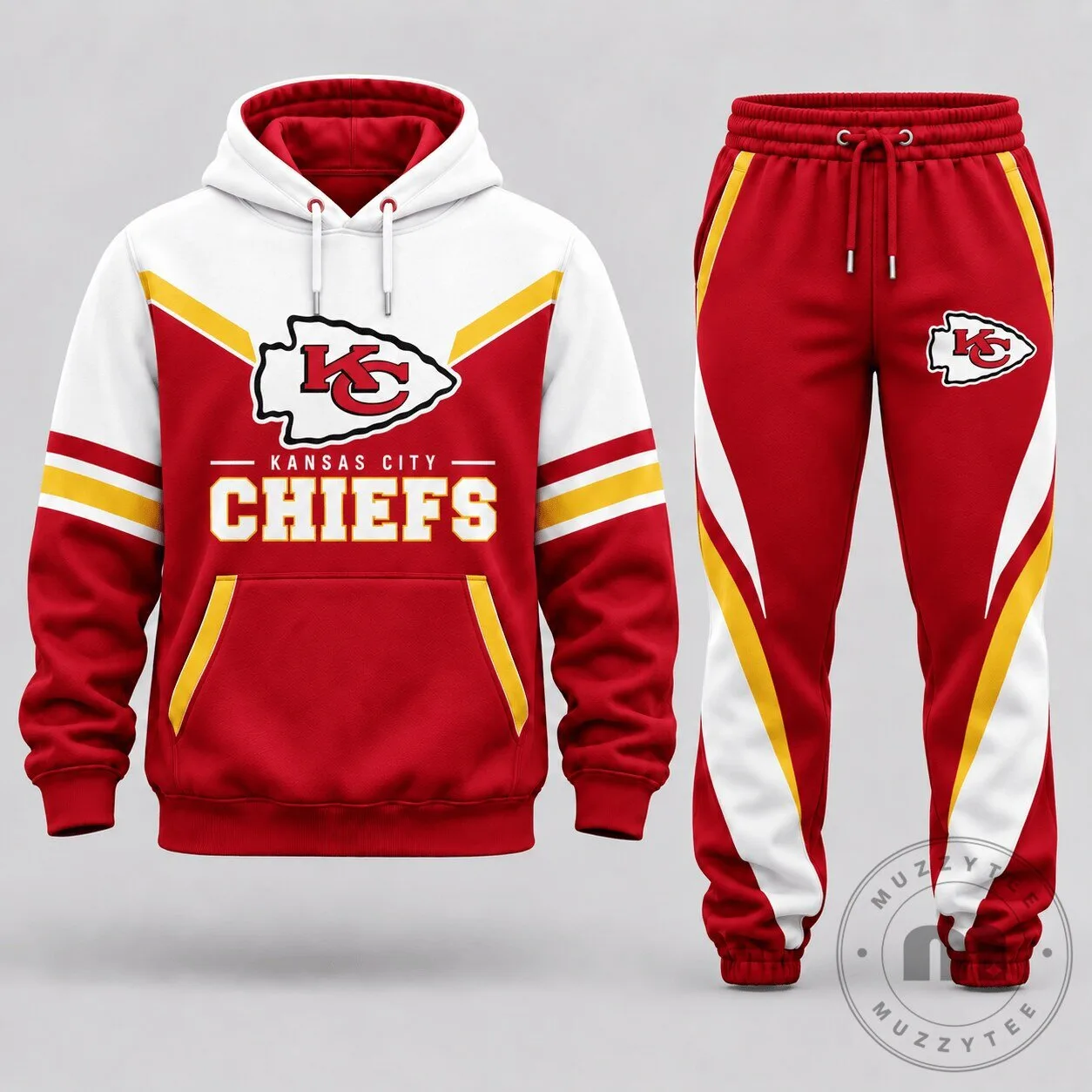 Kansas City Chiefs Football Team Red and White Hoodie and Jogger Set