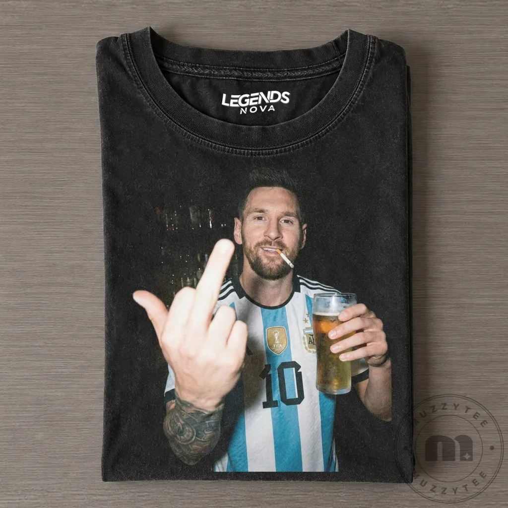 Funny T-Shirt featuring Lionel Messi with Middle Finger, Beer, and Cigarette 10 Funny T-Shirt featuring Lionel Messi with Middle Finger, Beer, and Cigarette