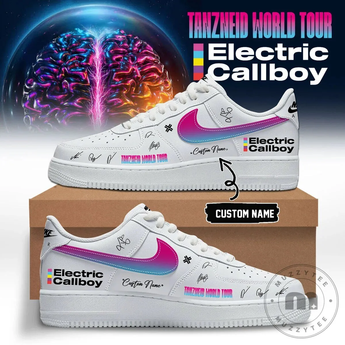 Electric Callboy Tanzneid World Tour Custom Name White Athletic Shoes