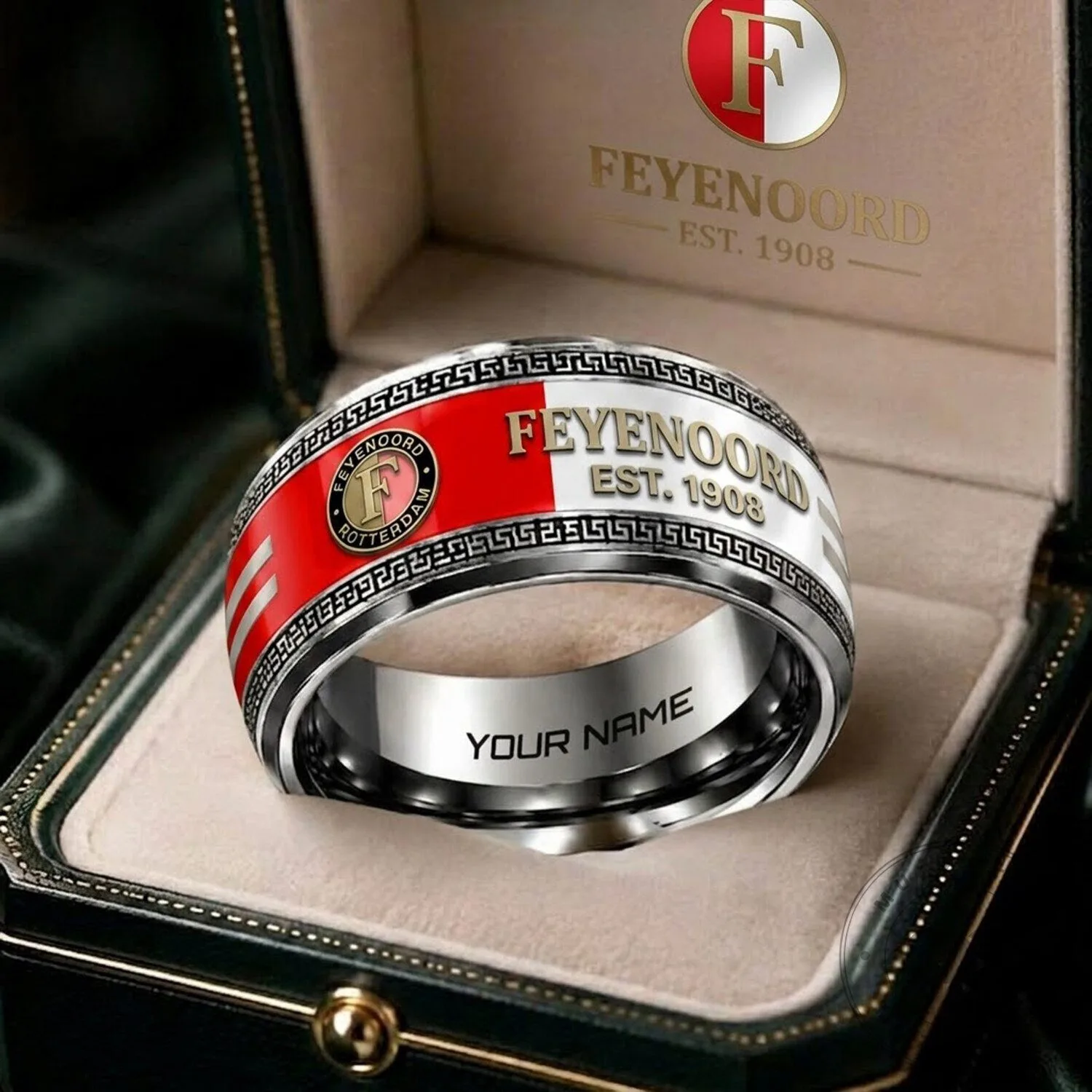Feyenoord Eredivisie Team Custom Name Engraved Stainless Steel Ring 1 Feyenoord Eredivisie Team Custom Name Engraved Stainless Steel Ring
