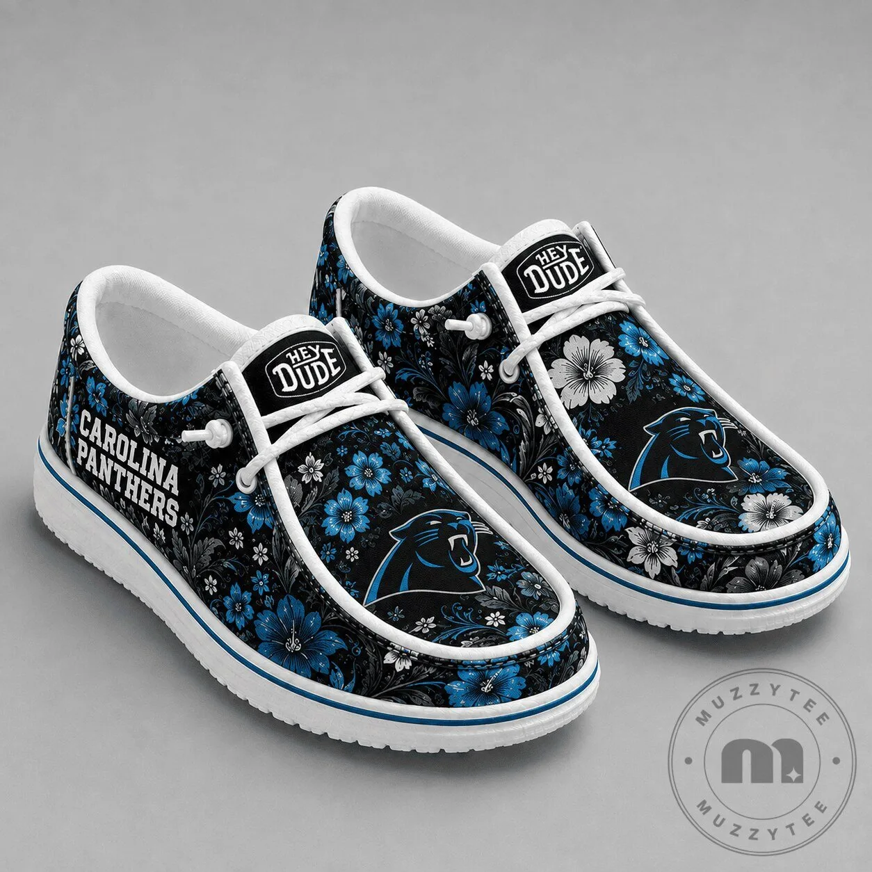 Carolina Panthers Floral Pattern Team Logo Comfortable Casual Shoes