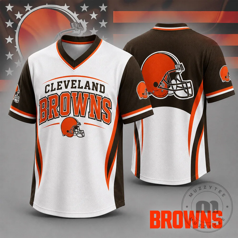 Cleveland Browns Football Team Spirit V-Neck Short Sleeve Jersey