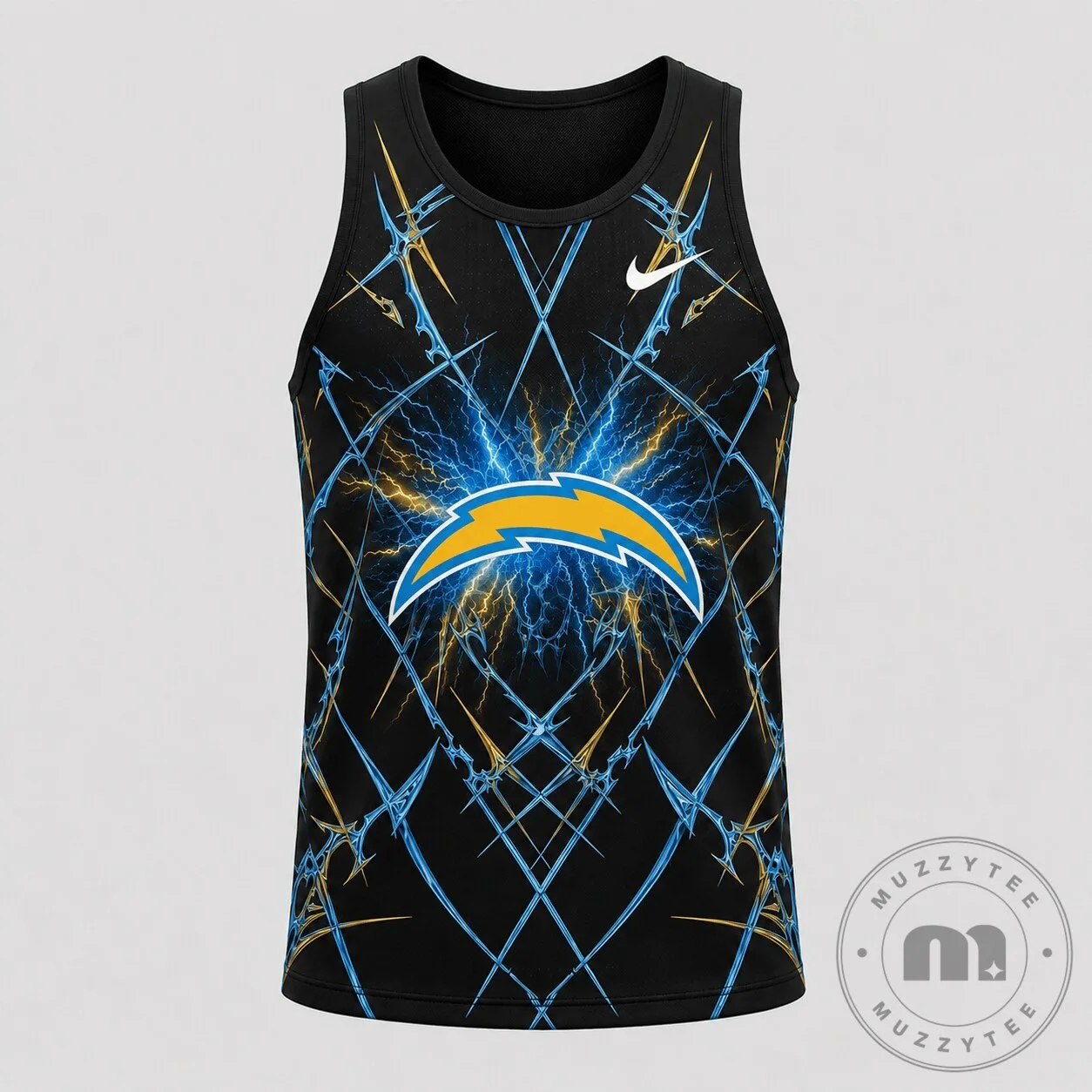 Los Angeles Chargers Lightning Bolt Dynamic Graphic Black Tank Top