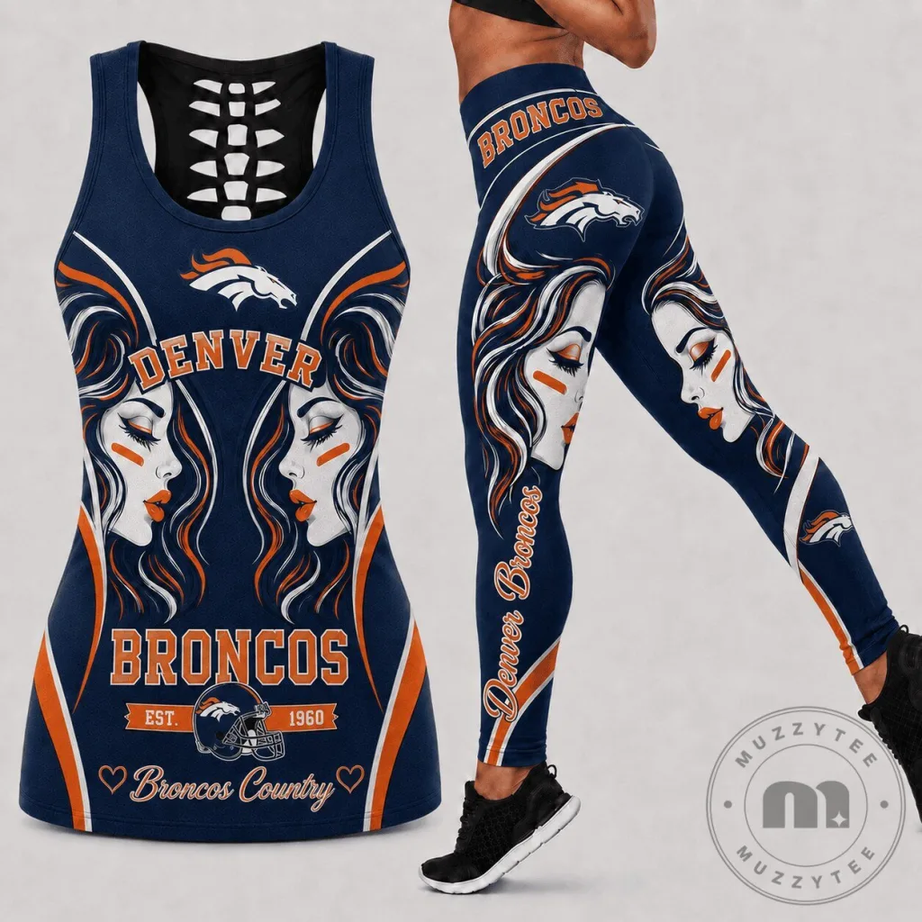 Denver Broncos Women's Football Team Tank Top and Leggings Set Denver Broncos Women's Football Team Tank Top and Leggings Set