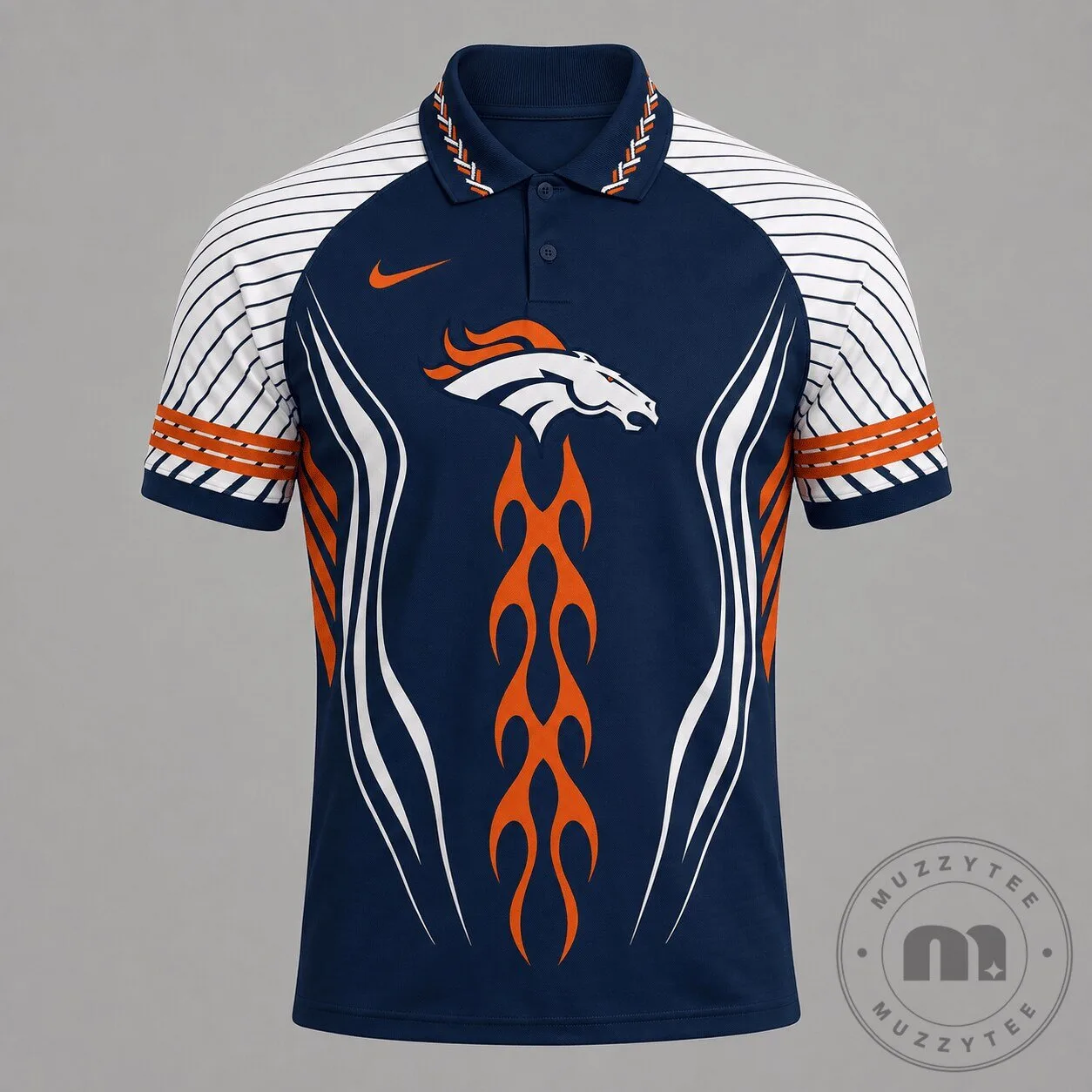 Denver Broncos NFL Flame Stripe Athletic Polo Shirt