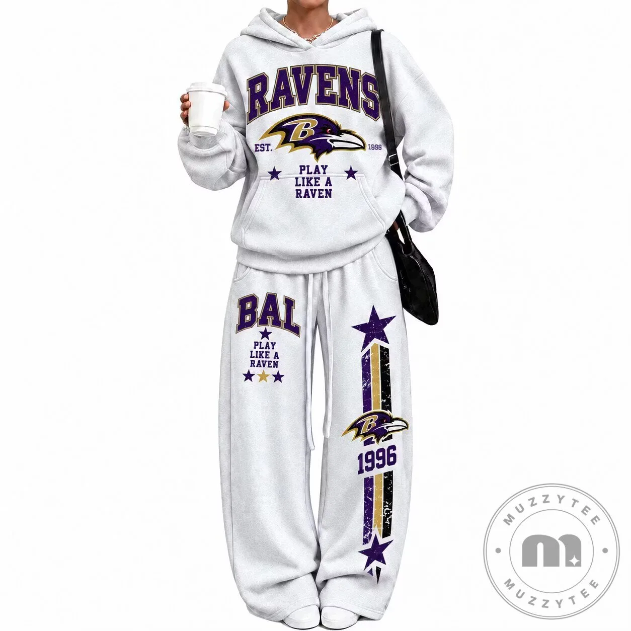 Baltimore Ravens Football Team Est 1996 Play Like A Raven Hoodie and Pants Set