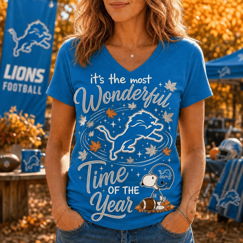 Detroit Lions Fan Snoopy It's The Most Wonderful Time Of The Year T-Shirt Detroit Lions Fan Snoopy It's The Most Wonderful Time Of The Year T-Shirt