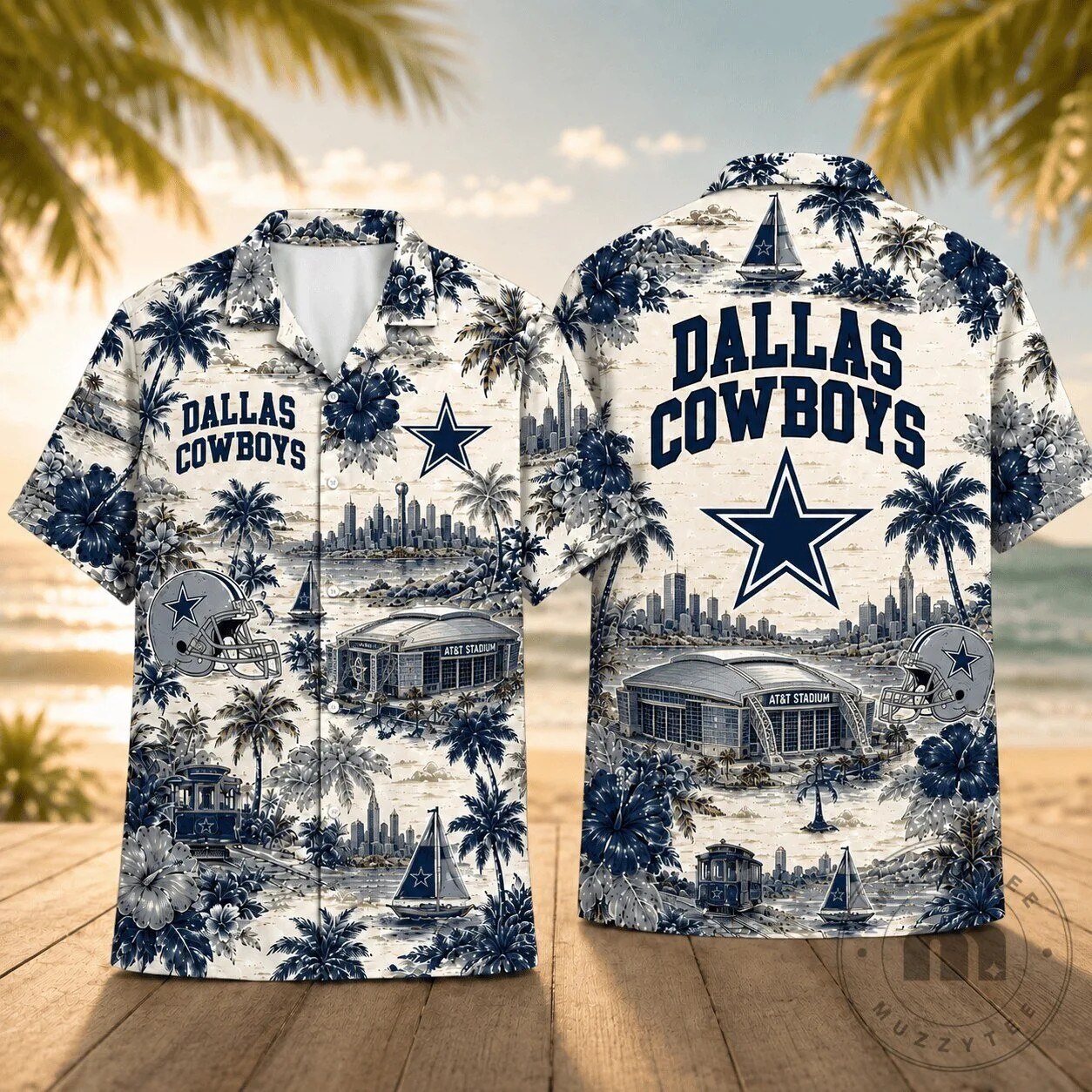 Dallas Cowboys Shirt Tropical Hawaiian Beach Vacation Button Up Shirt