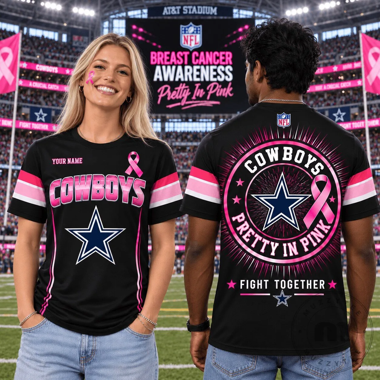 Dallas Cowboys Shirt Breast Cancer Awareness Pretty In Pink Football T-Shirt