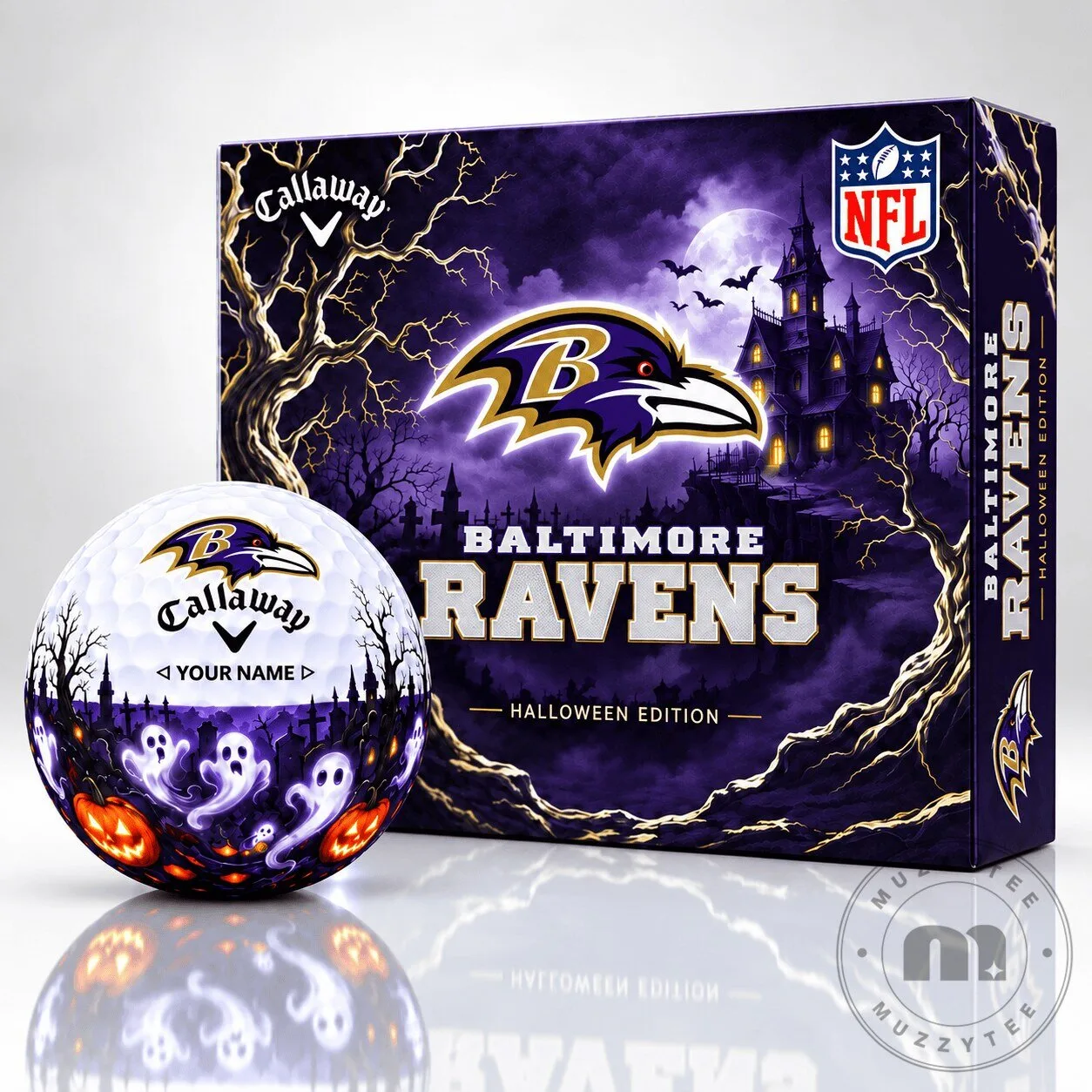 Baltimore Ravens Halloween Edition Golf Ball Set with Custom Name