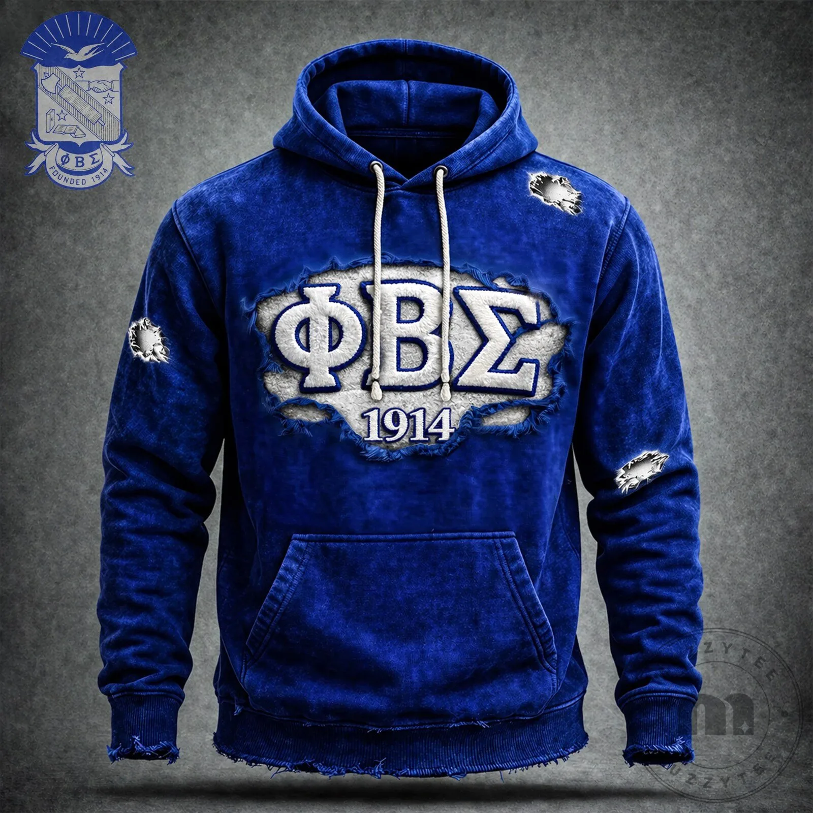 Phi Beta Sigma Fraternity 1914 Distressed Royal Blue Hoodie 5 Phi Beta Sigma Fraternity 1914 Distressed Royal Blue Hoodie