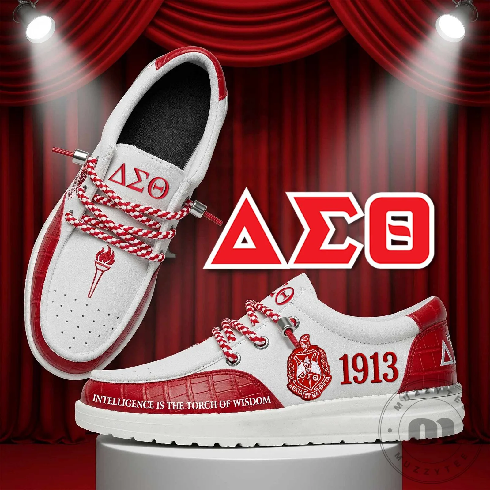 Delta Sigma Theta Sorority Red and White Loafer Shoes