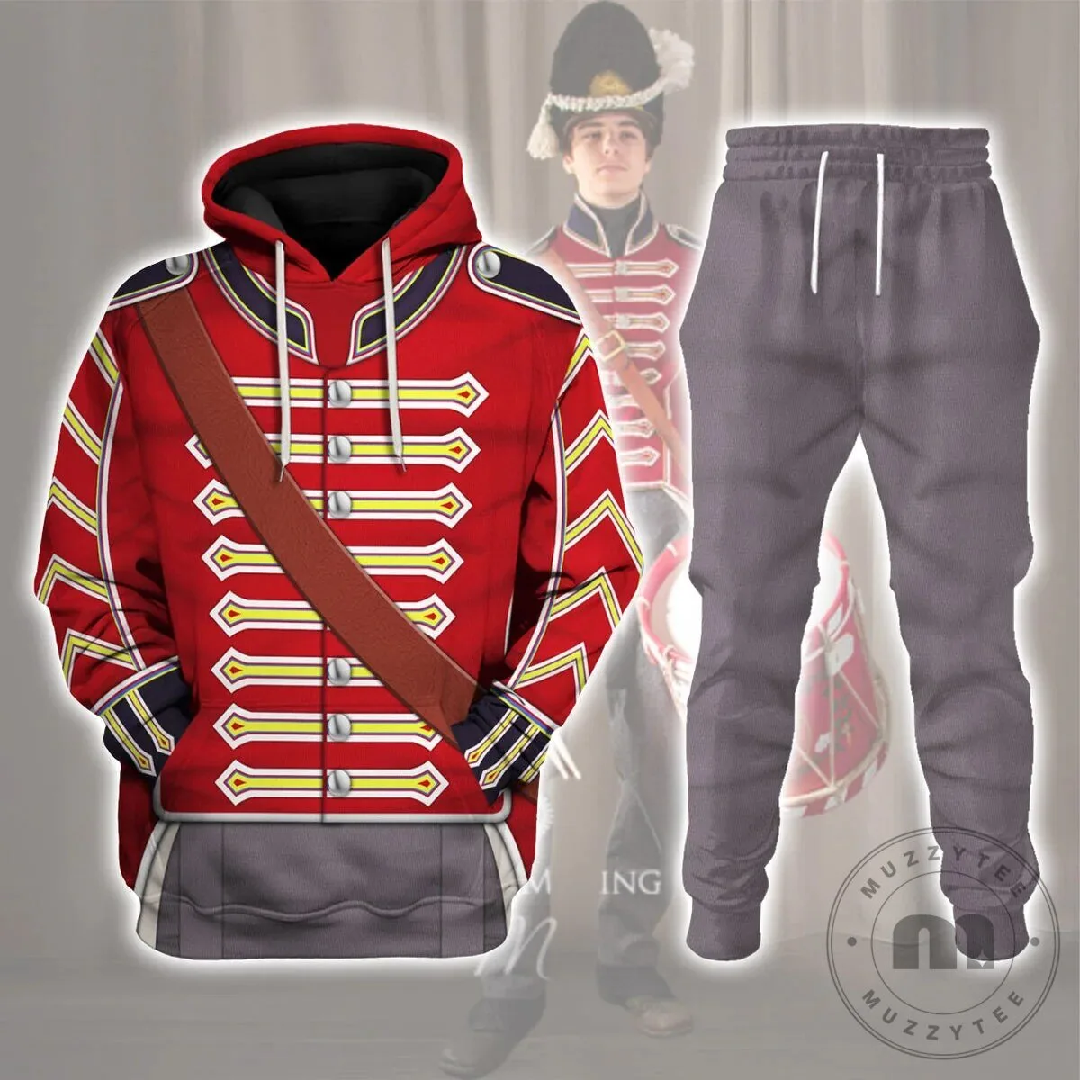 Royal Welch Fusiliers Drummer 1812-1815 Uniform All-Over Print Hoodie