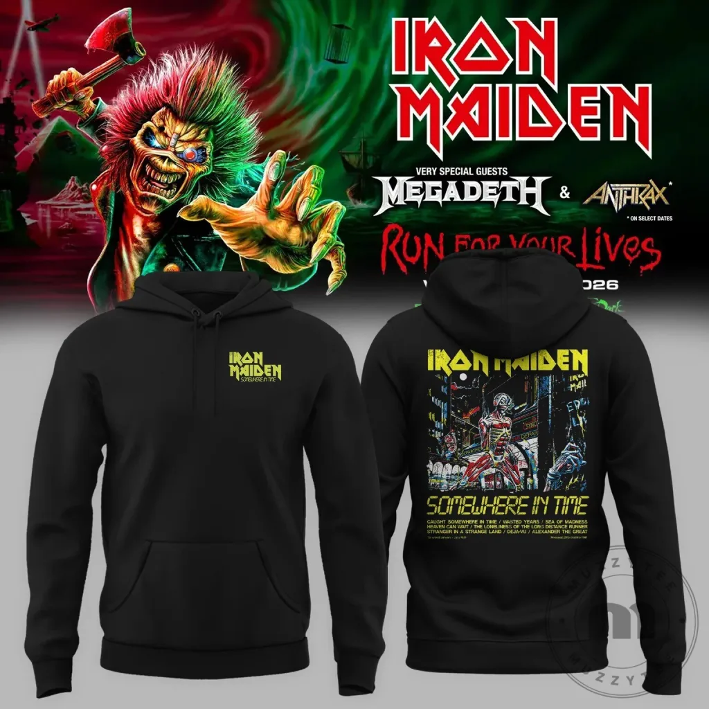 Iron Maiden Somewhere In Time Album Art Black Hoodie Iron Maiden Somewhere In Time Album Art Black Hoodie
