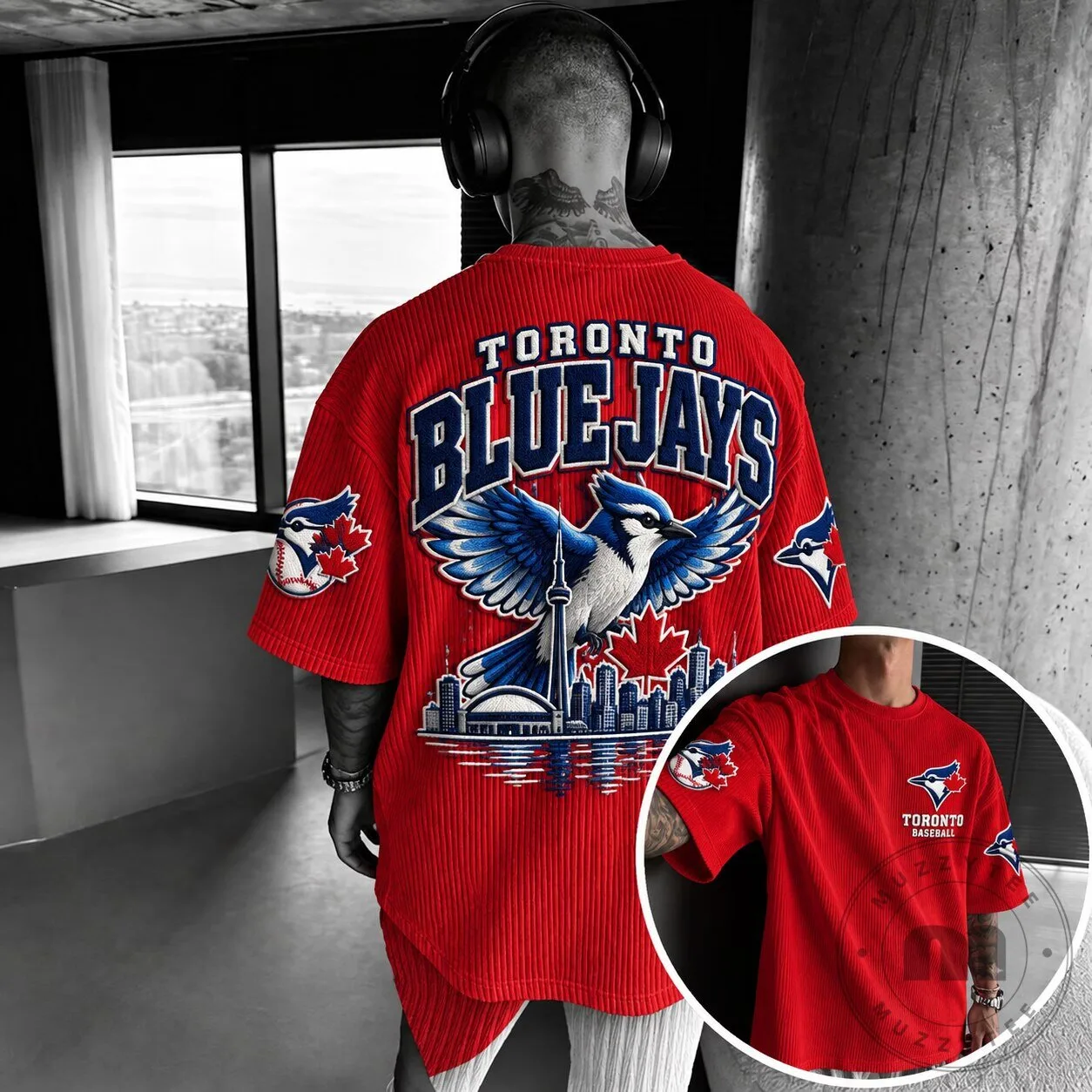 Toronto Blue Jays Baseball Team Logo Red Oversized Short Sleeve T-Shirt