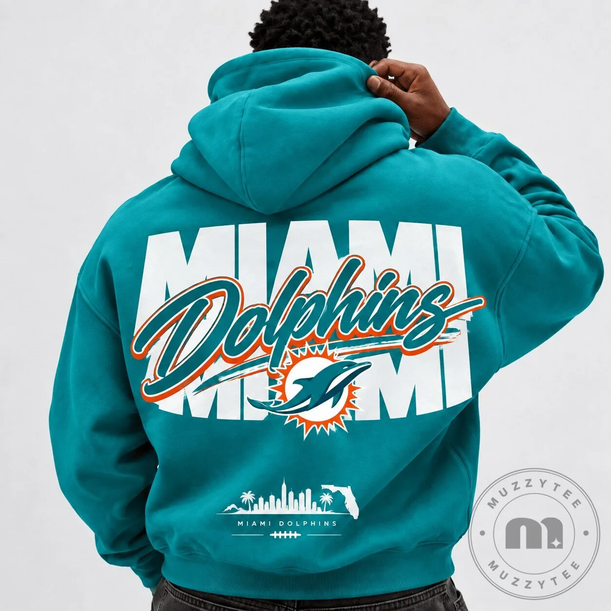 Miami Dolphins Football Team Teal Oversized Fan Hoodie
