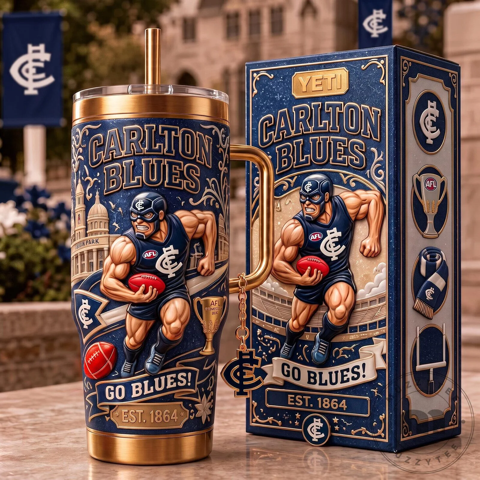 Carlton Blues Australian Rules Football Team Stainless Steel Tumbler