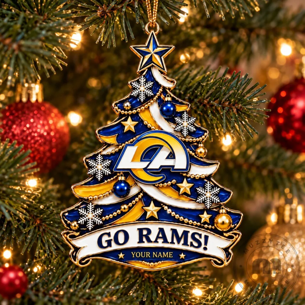 Los Angeles Rams Christmas Tree Ornament with Custom Name for Fan Los Angeles Rams Christmas Tree Ornament with Custom Name for Fan