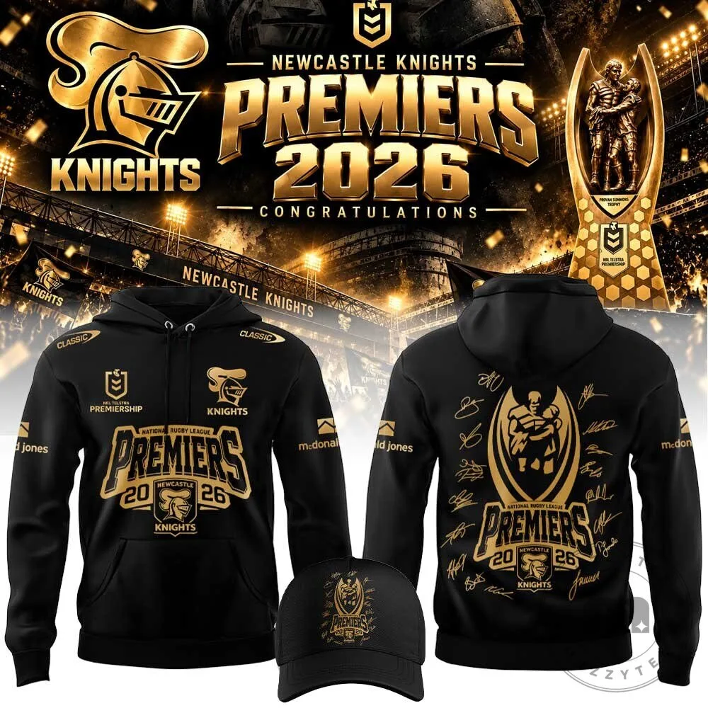 Newcastle Knights National Rugby League Premiers 2026 Black Gold Hoodie