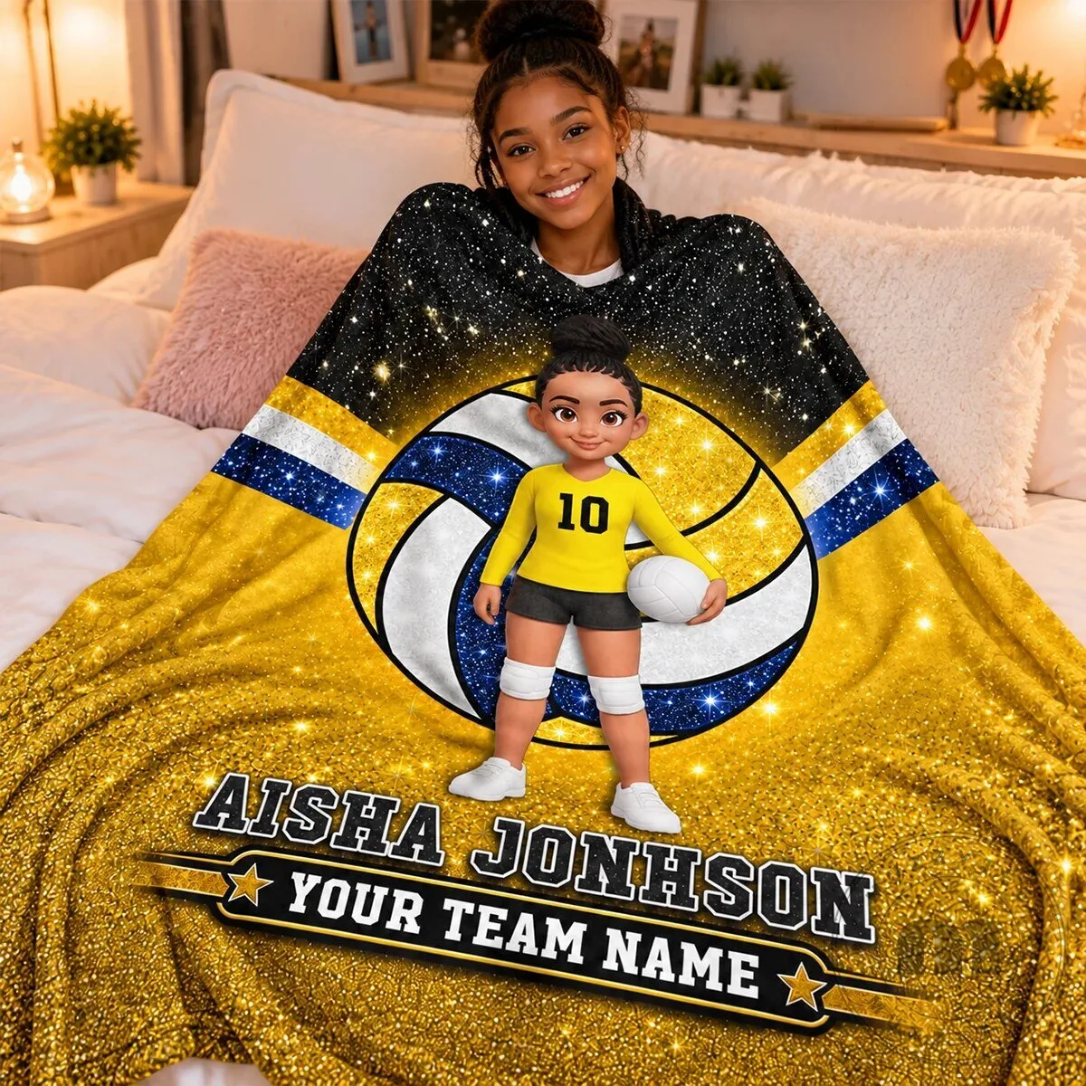 Personalized Volleyball Player Glitter Red and Black Custom Name Team Name Blanket 13 Personalized Volleyball Player Glitter Red and Black Custom Name Team Name Blanket