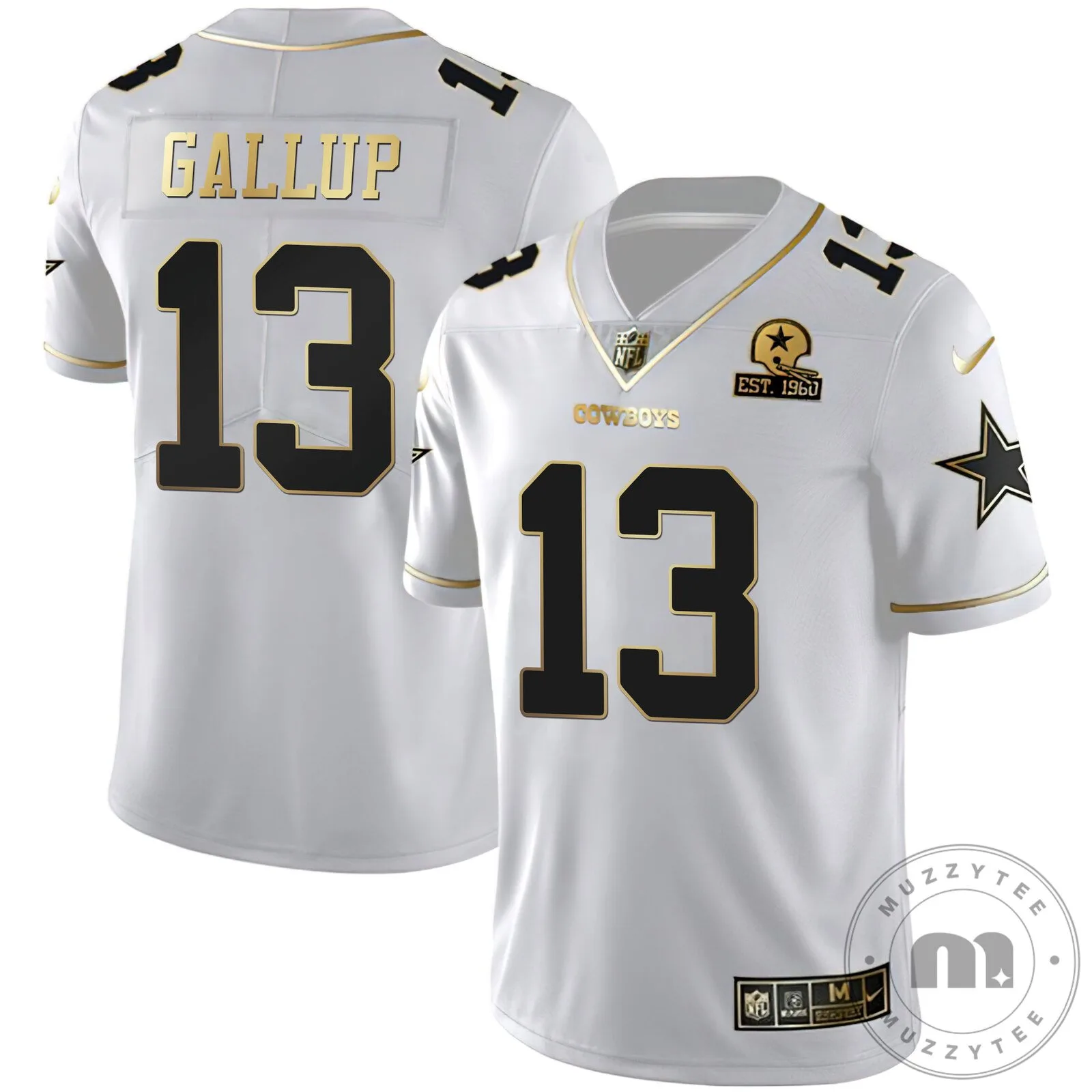 Dallas Cowboys Micah Parsons White Gold Est 1960 Patch Football Jersey 16 Dallas Cowboys Micah Parsons White Gold Est 1960 Patch Football Jersey