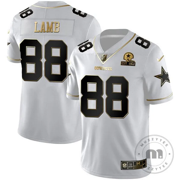 Dallas Cowboys Micah Parsons White Gold Est 1960 Patch Football Jersey 18 Dallas Cowboys Micah Parsons White Gold Est 1960 Patch Football Jersey