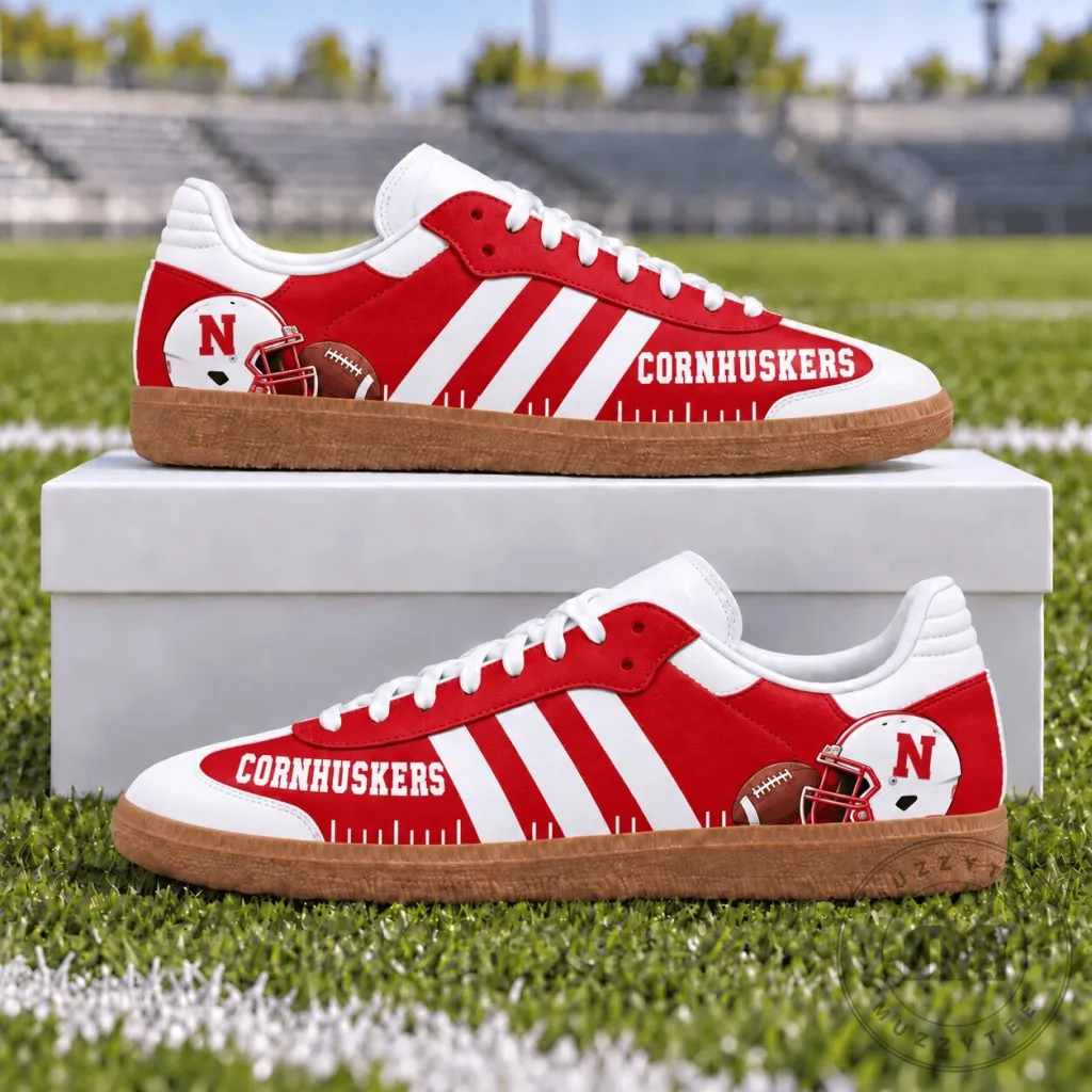Nebraska Cornhuskers Football Team Red and White Striped Casual Shoes Nebraska Cornhuskers Football Team Red and White Striped Casual Shoes