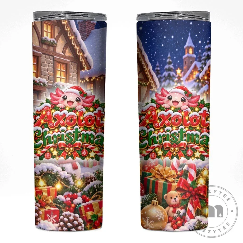 Axolotl Christmas Winter Wonderland Holiday Skinny Tumbler