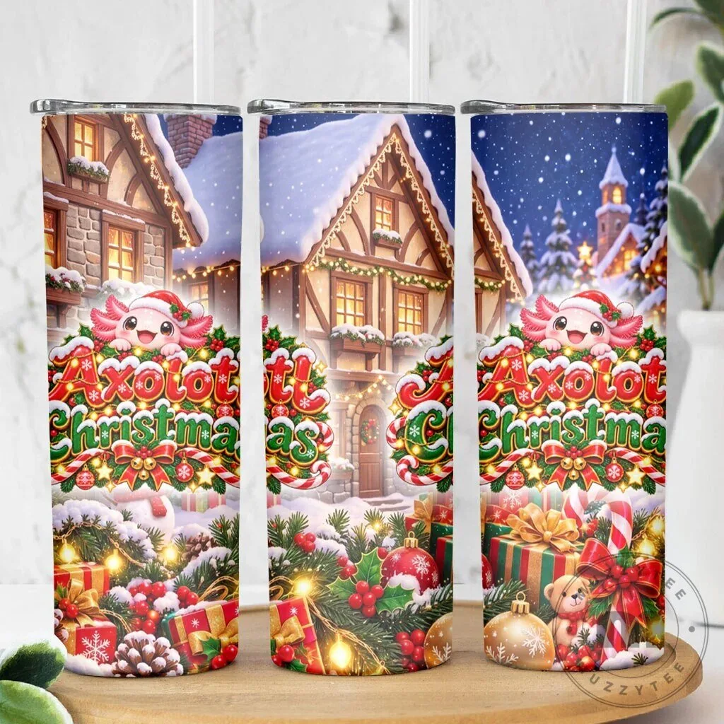 Axolotl Christmas Winter Wonderland Holiday Skinny Tumbler 12 Axolotl Christmas Winter Wonderland Holiday Skinny Tumbler