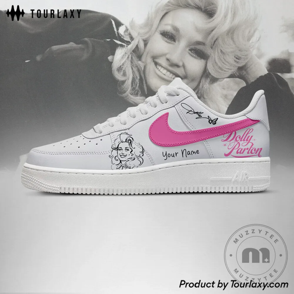 Dolly Parton Custom Name Pink Logo White Sneakers 8 Dolly Parton Custom Name Pink Logo White Sneakers