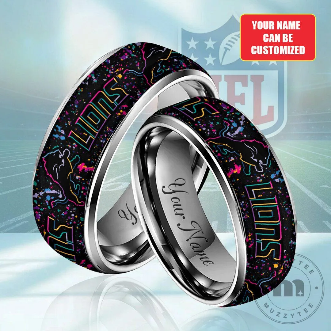 Detroit Lions Personalized Crucial Catch Custom Alloy Ring