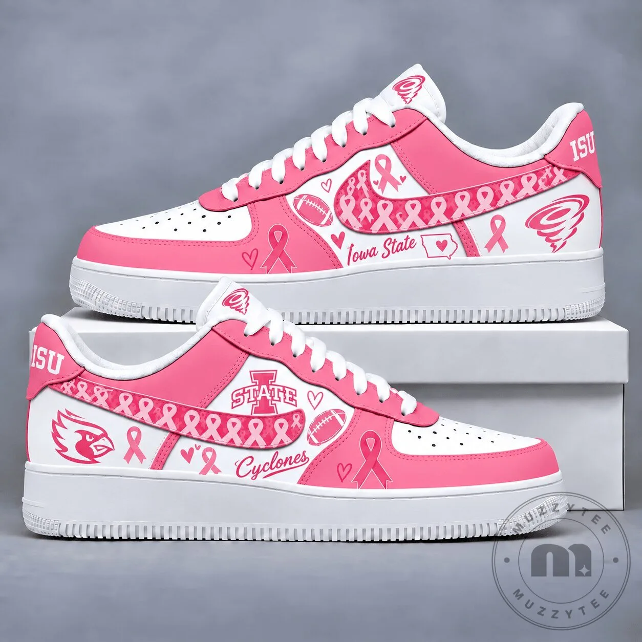 Iowa State Cyclones Breast Cancer Awareness Pink Ribbon Shoes
