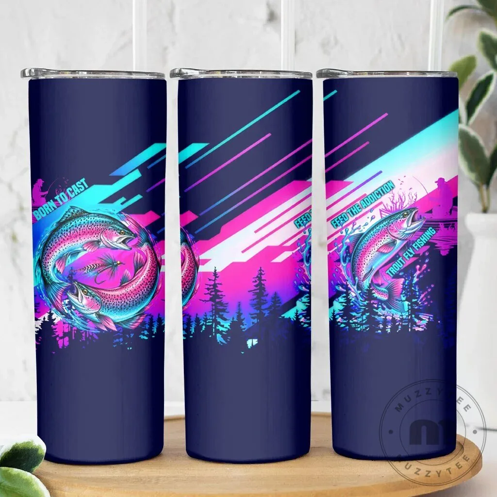 Rainbow Trout Fly Fishing Born To Cast Skinny Tumbler 12 Rainbow Trout Fly Fishing Born To Cast Skinny Tumbler