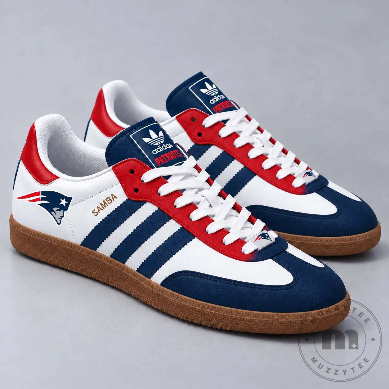 New England Patriots Team Logo Adidas Samba Style Casual Shoes