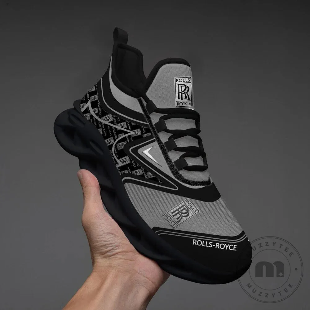Rolls-Royce Luxury Car Brand Black and Gray Athletic Sneakers Shoes