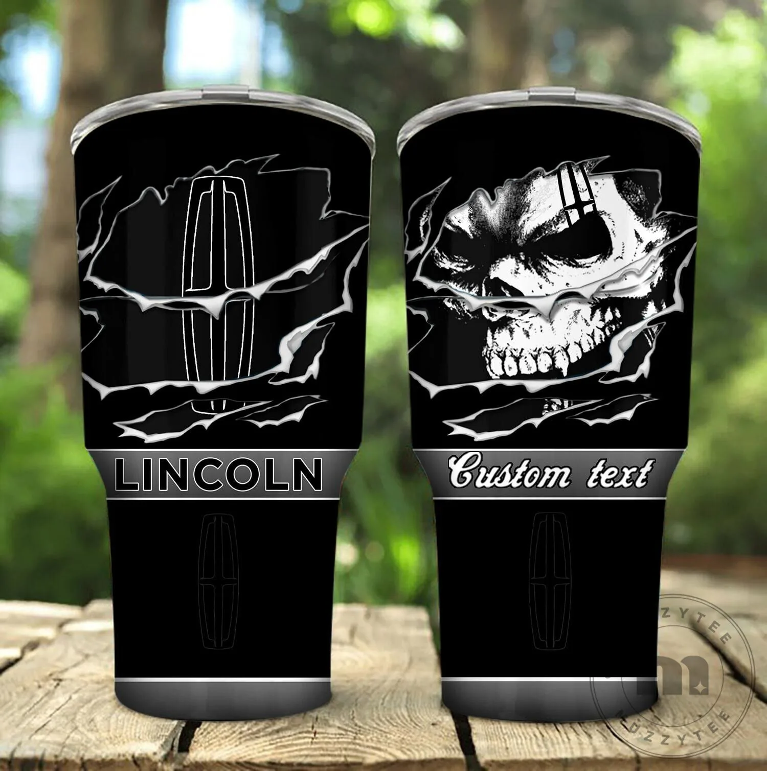 Lincoln Skull Custom Name Black Stainless Steel Insulated Tumbler