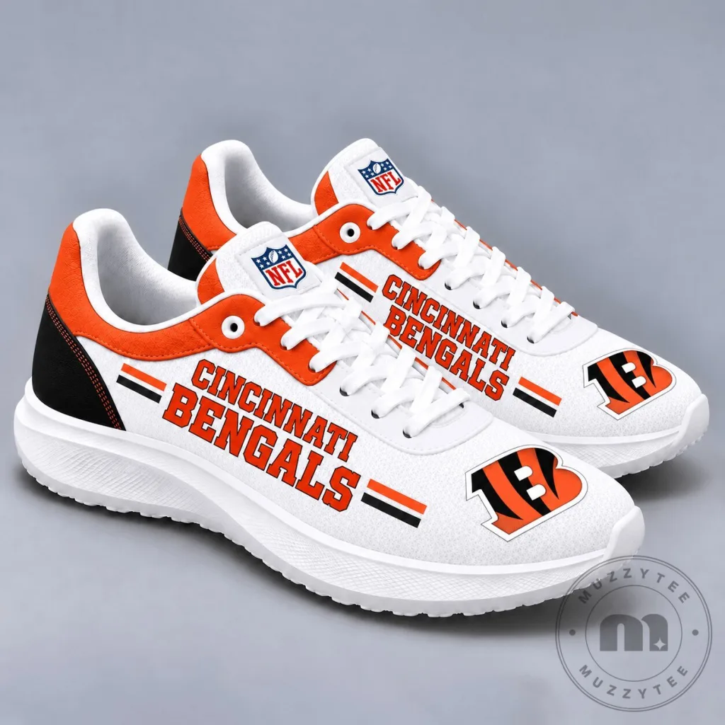 Cincinnati Bengals NFL Team Logo White Orange Black Sport Sneakers Shoes 1 Cincinnati Bengals NFL Team Logo White Orange Black Sport Sneakers Shoes