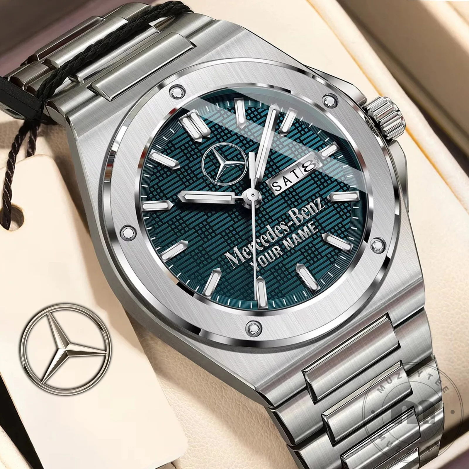 Mercedes-Benz Luxury Casual Design Men Quartz Watch with Date Display