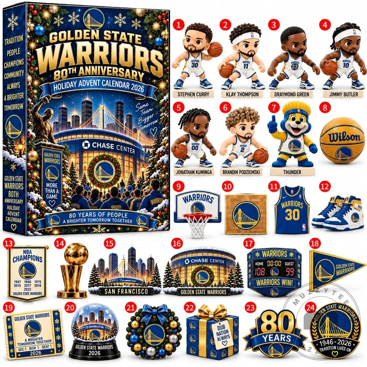 Golden State Warriors 80th Anniversary Holiday Advent Calendar 2026