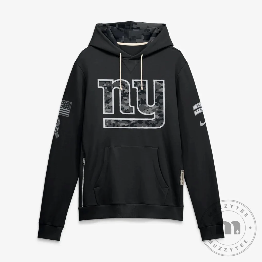 New York Giants Salute To Service Black Camouflage Logo Pullover Hoodie