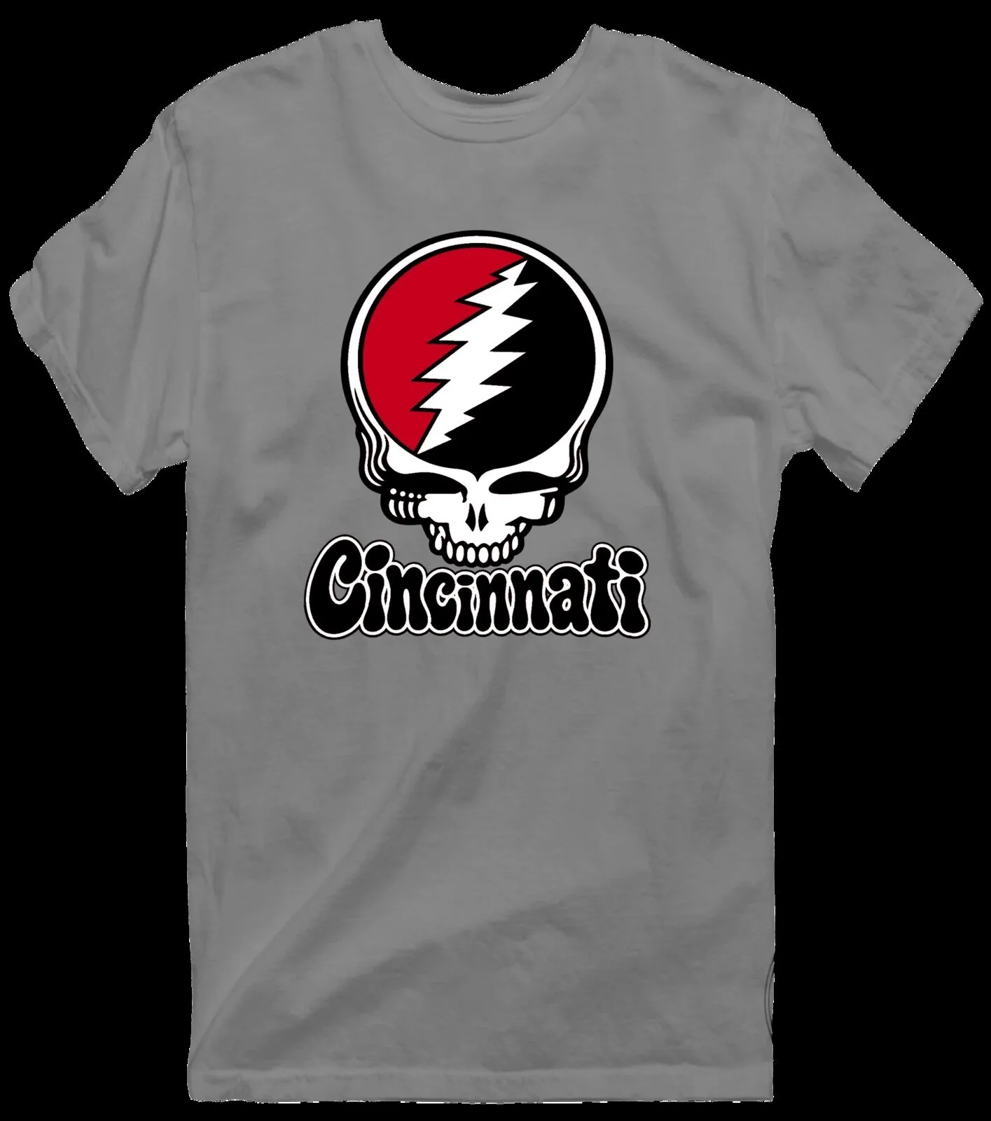 Grateful Dead Cincinnati Steal Your Face Skull Red Baseball T-Shirt 19 Grateful Dead Cincinnati Steal Your Face Skull Red Baseball T-Shirt