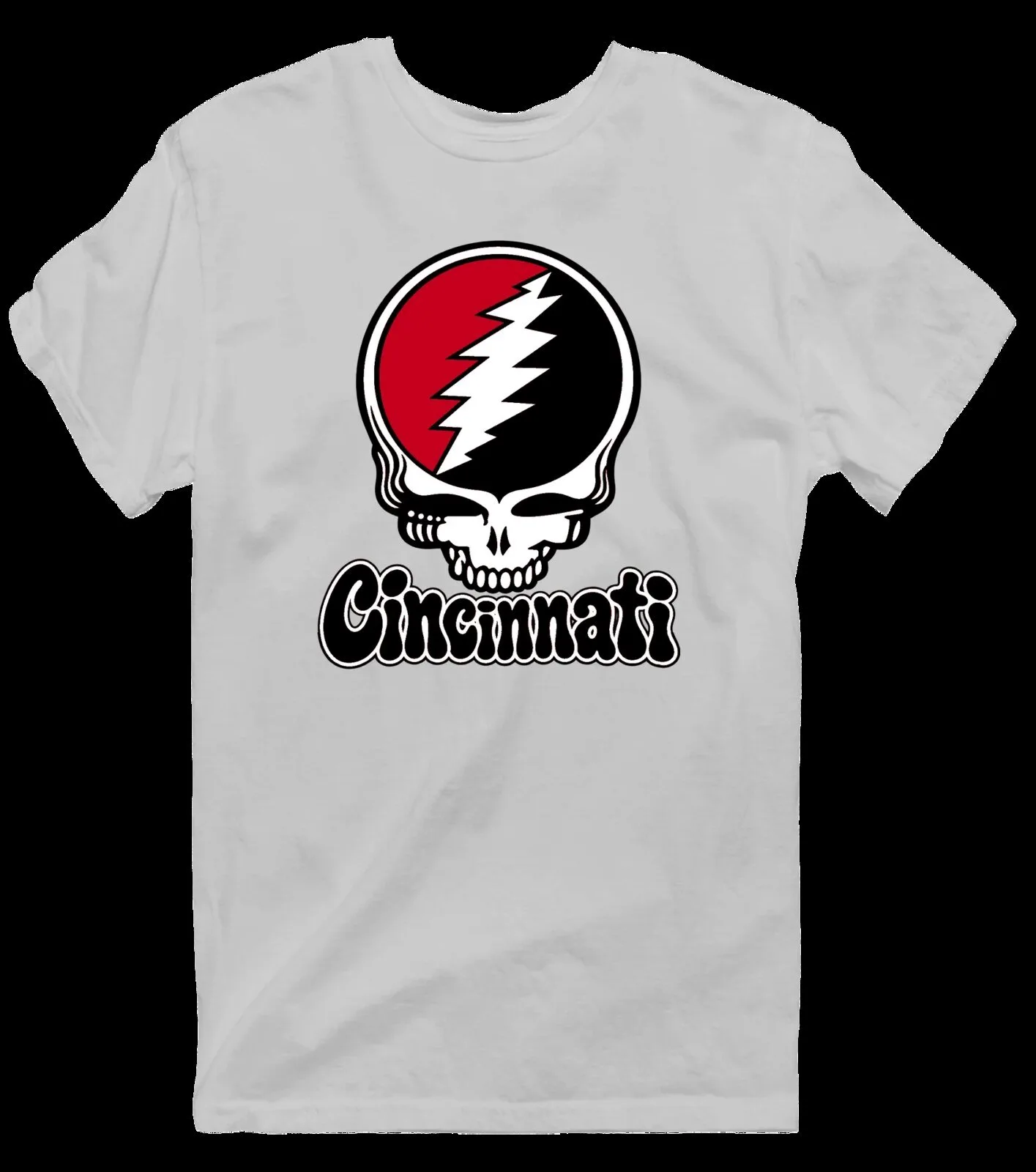 Grateful Dead Cincinnati Steal Your Face Skull Red Baseball T-Shirt 20 Grateful Dead Cincinnati Steal Your Face Skull Red Baseball T-Shirt