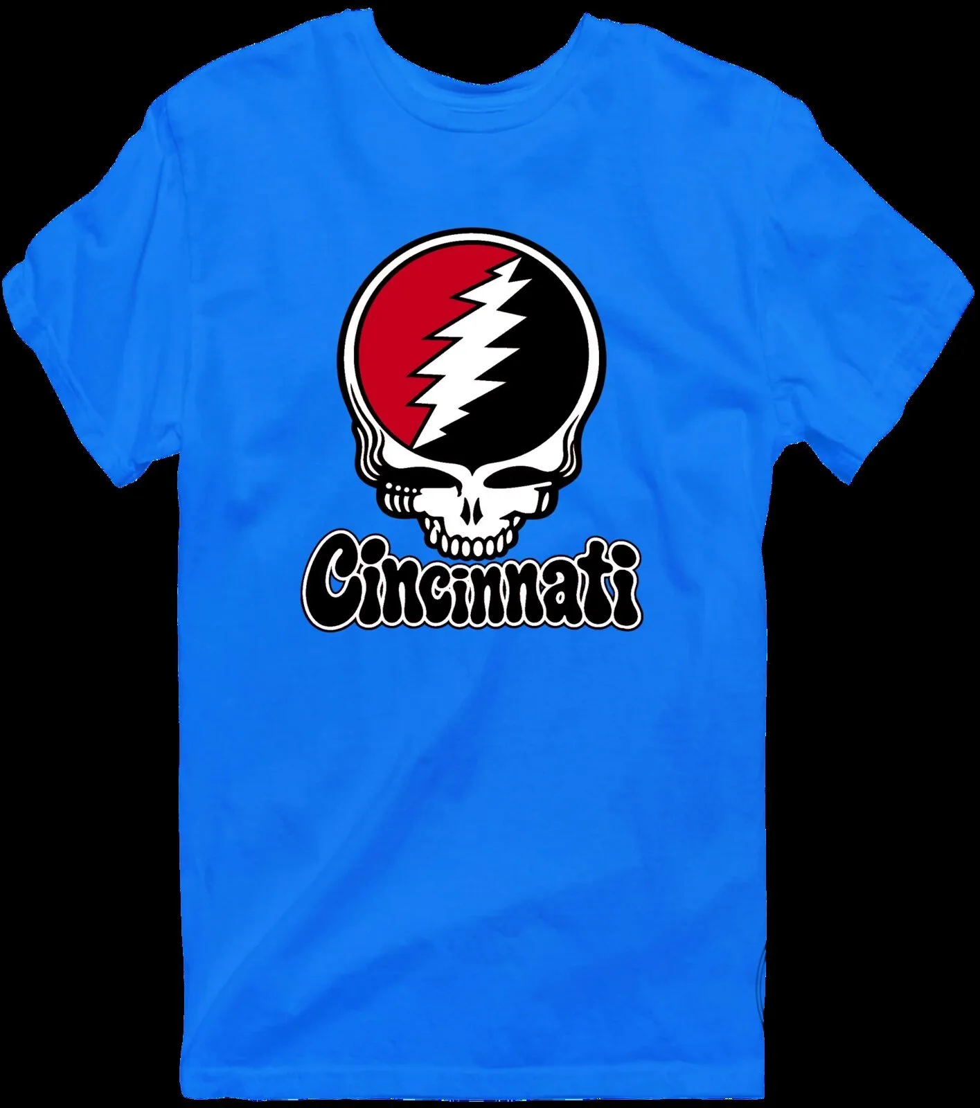 Grateful Dead Cincinnati Steal Your Face Skull Red Baseball T-Shirt 22 Grateful Dead Cincinnati Steal Your Face Skull Red Baseball T-Shirt
