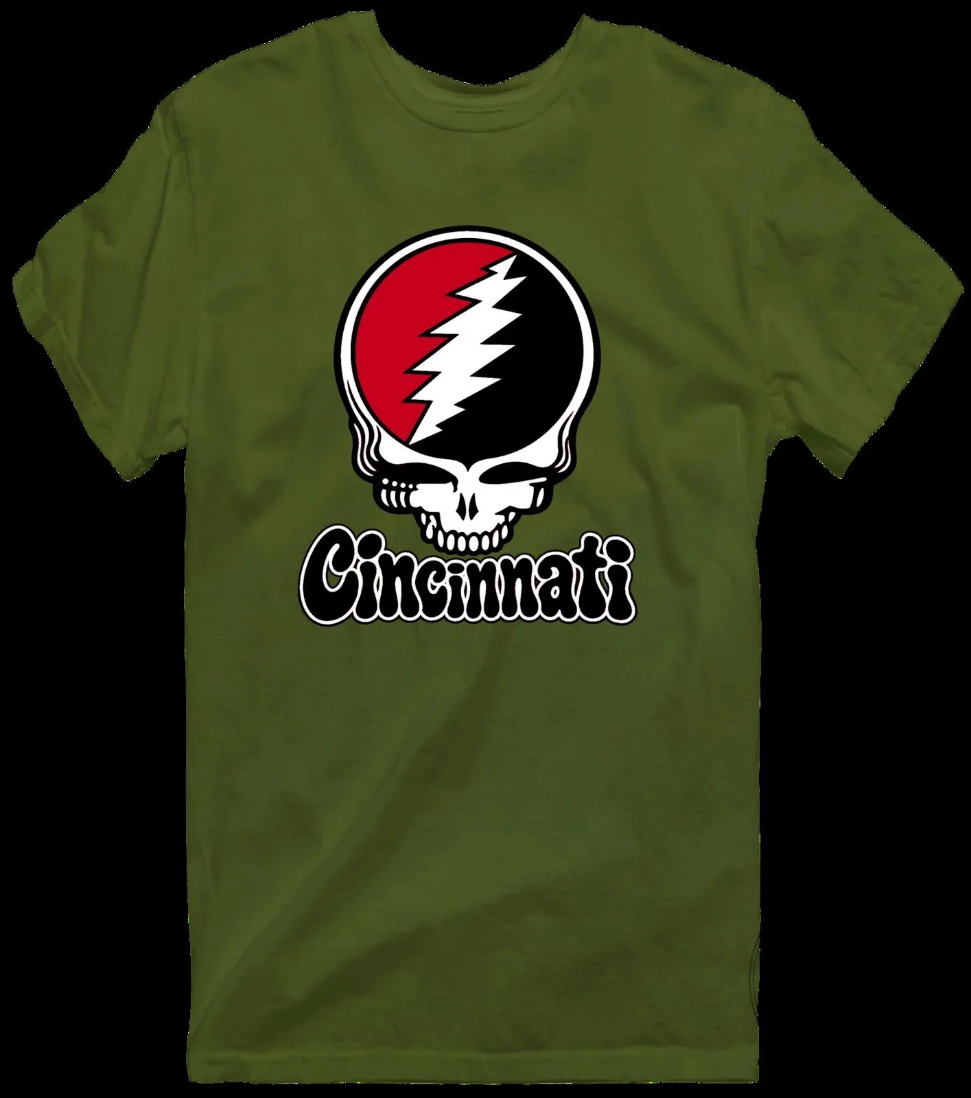 Grateful Dead Cincinnati Steal Your Face Skull Red Baseball T-Shirt 23 Grateful Dead Cincinnati Steal Your Face Skull Red Baseball T-Shirt