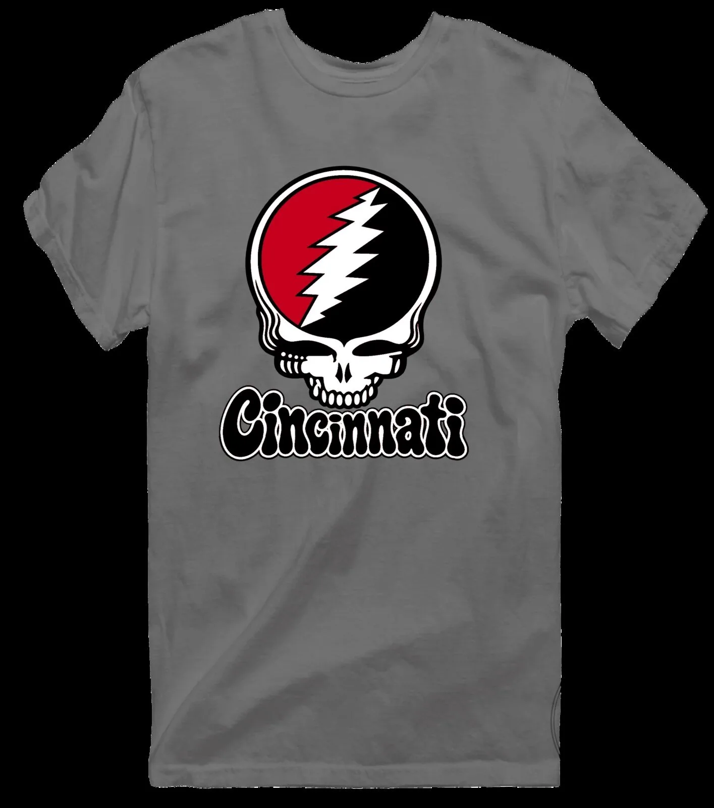 Grateful Dead Cincinnati Steal Your Face Skull Red Baseball T-Shirt 24 Grateful Dead Cincinnati Steal Your Face Skull Red Baseball T-Shirt