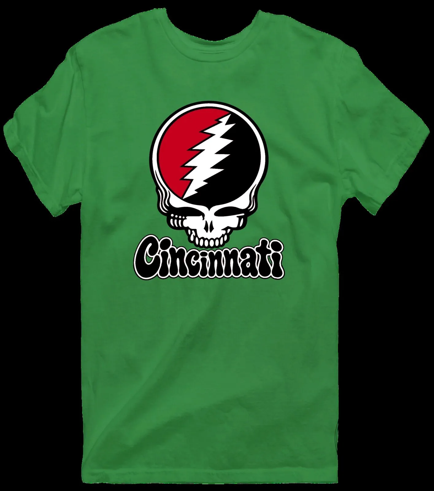 Grateful Dead Cincinnati Steal Your Face Skull Red Baseball T-Shirt 27 Grateful Dead Cincinnati Steal Your Face Skull Red Baseball T-Shirt