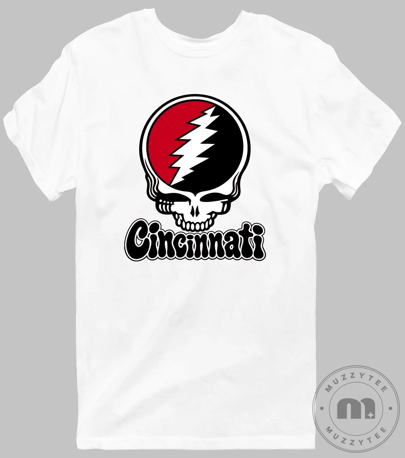 Grateful Dead Cincinnati Steal Your Face Skull Red Baseball T-Shirt 28 Grateful Dead Cincinnati Steal Your Face Skull Red Baseball T-Shirt