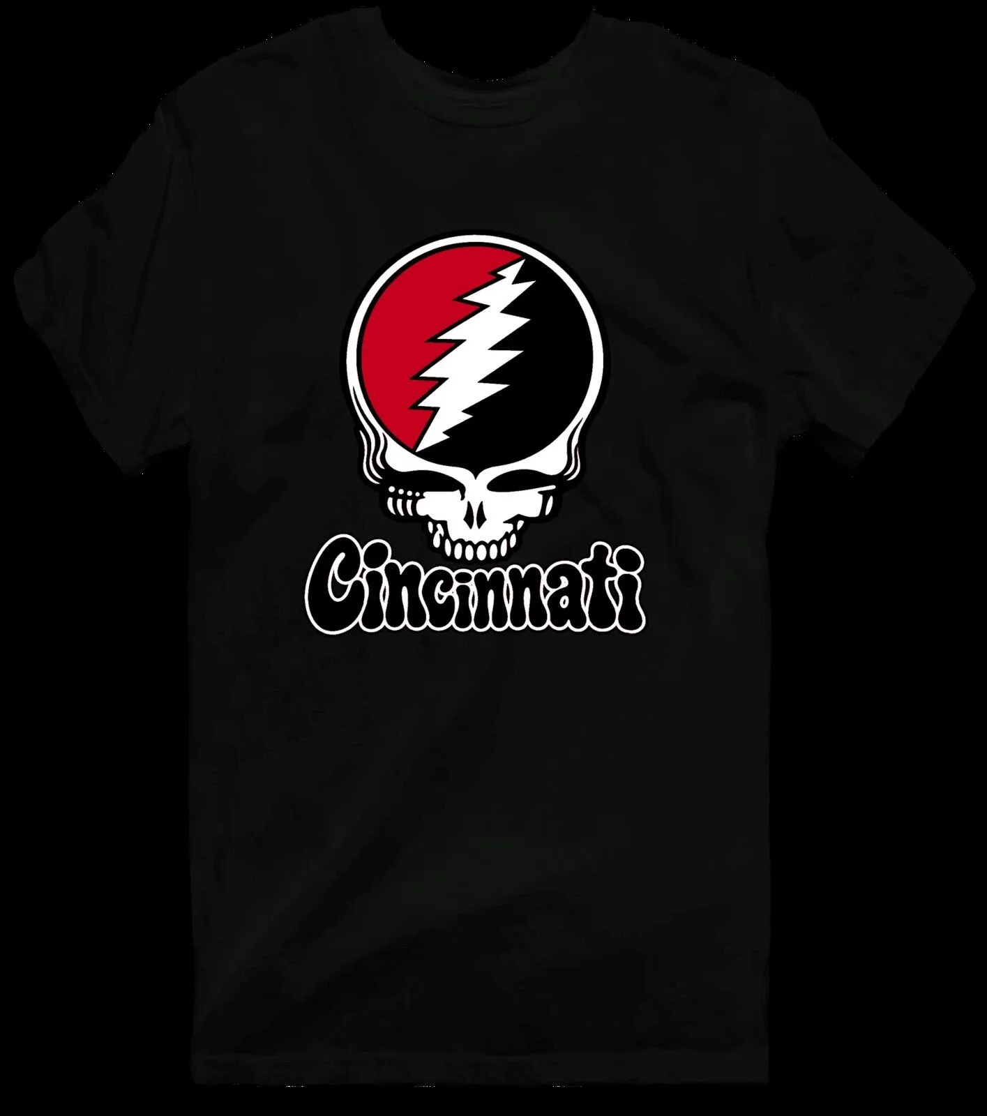 Grateful Dead Cincinnati Steal Your Face Skull Red Baseball T-Shirt 29 Grateful Dead Cincinnati Steal Your Face Skull Red Baseball T-Shirt