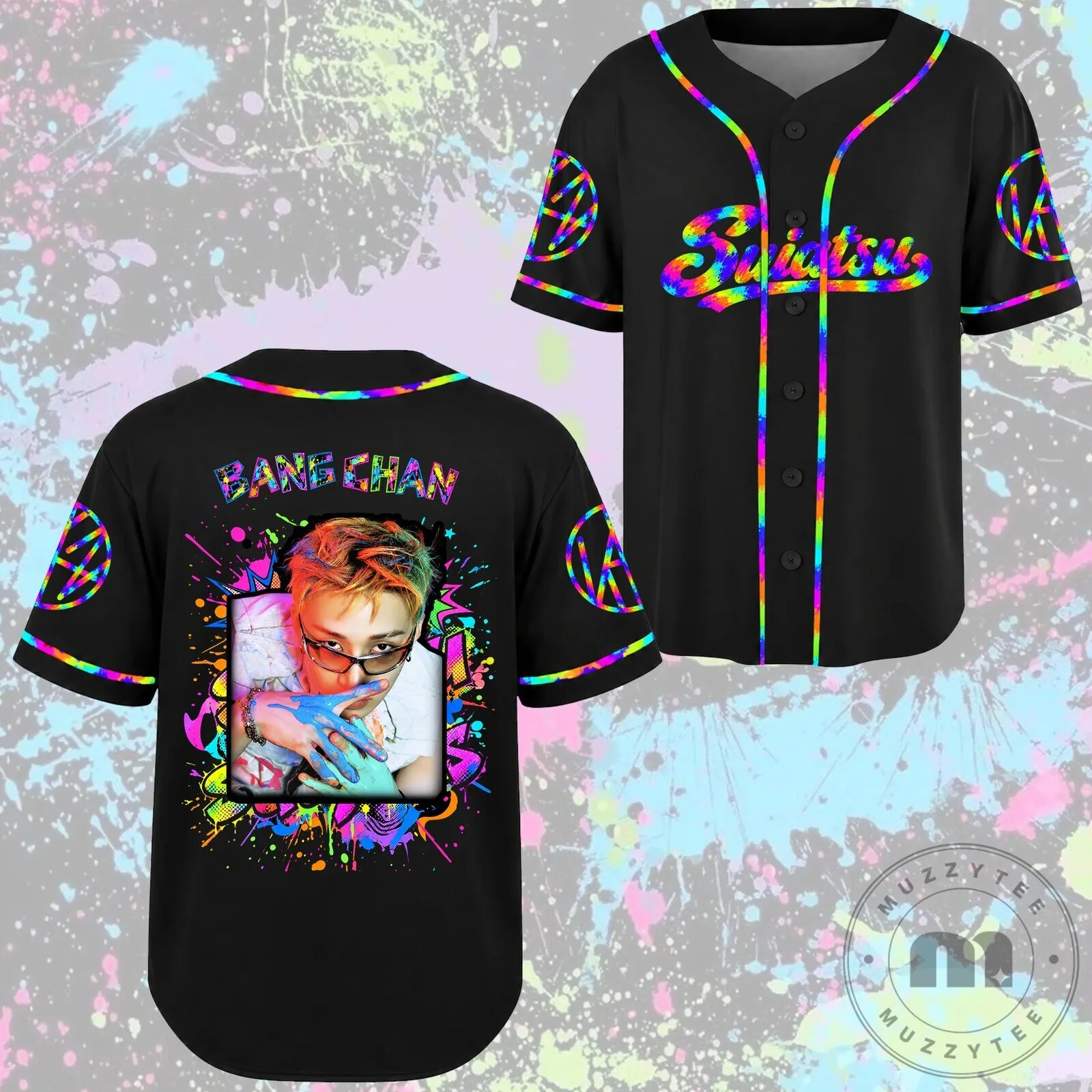 Stray Kids Bang Chan K-Pop Music Fan Rainbow Baseball Jersey 2 Stray Kids Bang Chan K-Pop Music Fan Rainbow Baseball Jersey